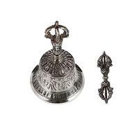 SHOWERORO 1set Portable Copper Handbell Buddha Bell for Meditation and Prayer Tibetan Dorje Design Smooth Finish for Ancestral and Buddhist Rituals