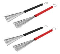 SHOWERORO 2 Pairs Retractable Drum Brushes Heavy Duty Wire Brush Drumsticks with Handles for Jazz Acoustic Percussion Dual Color Design for Versatile Playing Dynamics Portable Music
