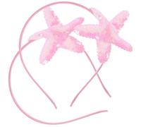 SHOWERORO 2 Pcs Light Pink Sequin Sea Star Headband for, Glitter Hairband for Little, Decorative Sea Animal Hair Accessories Suitable for Parties and Everyday Wear