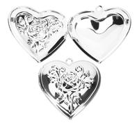 SHOWERORO 2 Pieces Heart-Shaped Silver-Plated Photo Pendant Lockets with Daisy Design, Photo Holder Charms for Women, DIY Picture Frame Necklace Memorial