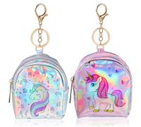 SHOWERORO 2 Pieces Small Coin Pouches for Women with Keyring, Unicorn Pattern Zipper Wallets, Mini Travel Purse and Card Holder Set