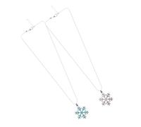 SHOWERORO 2 Pieces Women’S Snowflake Pendant Necklaces Blue and White Crystal Inlaid, Charming Clavicle Chains for Birthday, Creative Collar Jewelry Set