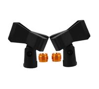 SHOWERORO 2 Sets Adjustable Mic Clips with Copper Threading Stable Spring Clamp for Wired and Wireless Microphones Includes Male to Female Adapter for Secure Mic Stand Connection