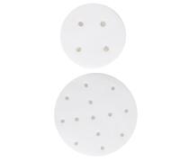 SHOWERORO 200 Sheets Perforated Disposable Steamer Paper and Silicone Oil BBQ Baking Liners, Multi-Function Round Steamer Mats 7.5cm 14cm for Household Cooking and Grilling