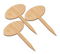 SHOWERORO 20Pcs Thicken Bamboo Plant Labels with Oval Head T-Shape Signposts for Succulent Gardening, Seedling Box Miniature Decors, Multipurpose Plant Marker Signs for Outdoor and Indoor