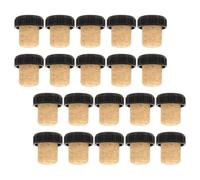 SHOWERORO 20pcs Wooden Wine Bottle Stoppers with Corks Bulk Set, Black T-Shaped Corks for Wine Bottle Sealing, Maintain Aroma and Compression Performance, for Beer Festival and Home Beverage