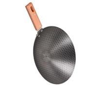 SHOWERORO 24Cm Outdoor Stainless Steel Wok with Wooden Handle, High Temperature Resistant Non-Stick Small Cooking Pan for Camping and Stove Use