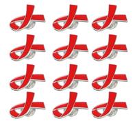 SHOWERORO 25Pcs Red Awareness Ribbon Brooch Pins Heart Ribbon Satin Pins Decorative Breastpin Set for Health Awareness Campaigns and Charity Events