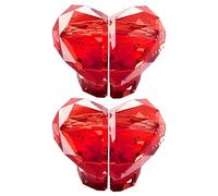 SHOWERORO 2pair Toilet Tank Button Pusher Accessory with Crystal Heart Shape Red Toilet Flush Replacement Handle for Women with Long Nails for Bathroom Use