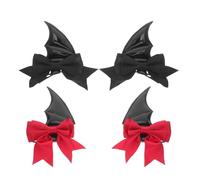 SHOWERORO 2pairs Halloween Hair Clips Goth Devil Wings Barrettes Spooky Bat Ear Clips for Women Cosplay Demon Costume Accessories DIY Party Decorations