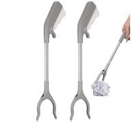 SHOWERORO 2pcs 40cm Stainless Steel Trash Clamp Litter Picker Garbage Grabber Tool with Long Reach for Outdoor Cleanup and Household Waste Collection