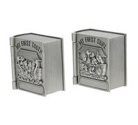 SHOWERORO 2pcs Baby Tooth Storage Box Metal Tooth Fairy Box Animal Pattern and Flannel Lining for Kids My First Curl and Silver