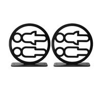 SHOWERORO 2Pcs Black Acrylic Double-Sided Bathroom Toilet Signs for Men and Women, Wall-Mount Restroom Door Plaques for Office, Public Washroom, Business Washroom