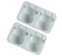 SHOWERORO 2Pcs Blue Silicone Calf Shape Cake Moulds Non-Stick Chocolate Fondant Baking Molds for Handmade Biscuits and Donuts, Suitable for Home Kitchen Use