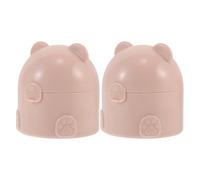 SHOWERORO 2pcs Body Powder Puff And Container - Bear Refillable Container Box With Powder Puff For Infant Body Nursery - Double Layer Talcum Case For Travel On-The-Go Parents