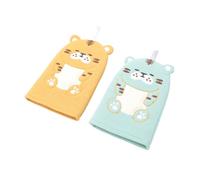 SHOWERORO 2Pcs Cartoon Tiger Bath Mitts Exfoliating Shower Gloves for Soft Cute Animal Bath Scrubbers in Blue and Yellow Towels for Gentle Body Cleaning