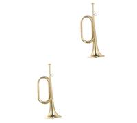 SHOWERORO 2pcs Copper Golden Trumpet Bugle for School Band Military Style Trumpet Beginner Wind Instrument
