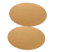 SHOWERORO 2pcs Cork Plain Turntable Mat Record Pad for Record Player Vinyl Player Mat Shock Absorption