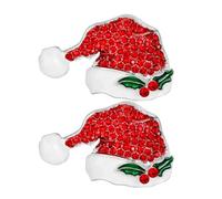 SHOWERORO 2pcs Crystal Encrusted Santa Hat Brooch Elegant Christmas Accessories for Stylish Brooch Pins for Party Decoration and Festive Outfit