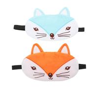 SHOWERORO 2Pcs Cute Cartoon Fox Eye Set Comfortable Sleep Eye Cover for Rest and Portable Lightweight Soft Fabric Sleeping in Orange and Blue