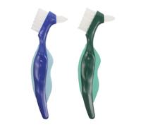 SHOWERORO 2pcs Denture Toothbrush: Double-Sided Cleaning Brush - Extra Firm Bristles - Dual-Headed Toothbrush for False Teeth and Partial Dentures