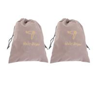 SHOWERORO 2pcs Drawstring Hair Dryer Storage Bags Velvet Pouch 23x30cm Light Grey Soft Dustproof Organizer Suitable for Travel and Home Use