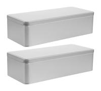 SHOWERORO 2pcs Empty Tinplate Box - Rectangular Candy Jar Silver Portable Small Cookie Containers For Christmas Snack Chocolate Stationery Key Organizer