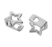 SHOWERORO 2pcs Five-pointed Star Jewelry Hip Hop Plain Rapper Costume Prop Decor Dress up Accessory Metal Hip Hop Mouth Grills Metal Single Cap Caps Silver