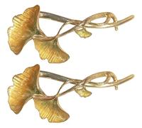 SHOWERORO 2Pcs Ginkgo Leaf Hair Clips with Frog Clasp Alloy Leaf Hair Bun Clamps for Women Back Barrettes for Everyday and Special Occasions
