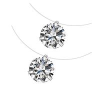 SHOWERORO 2Pcs Girl Jewelry Invisible Fish Wire Necklaces with Zircon Pendant Fashionable Choker for Daily Wear Stylish Accessory for Any Occasion