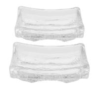 SHOWERORO 2pcs Glass Dipping Plates: Japanese Sauce Dish for Sushi Sashimi Serving - Stackable Small Plate for Sauce, Condiments & Appetizer