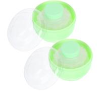 SHOWERORO 2pcs Green Body Powder Container with Puff for Loose and Dusting Powder Refillable Portable Case with Handle and Adult Suitable Travel-friendly Storage Box