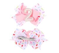 SHOWERORO 2pcs Hair Bow Clips with Number and Pearl Details Pink Birthday Hair Accessories for Elegant Bowknot Barrettes for Parties Showers and Festivals