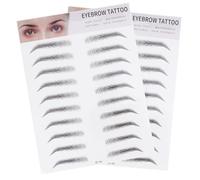 SHOWERORO 2pcs Hair-like Artificial Eyebrow Stickers Black Temporary Eyebrow Transfers Use Tool for Men and Women Natural Full Brows for Sparse Light