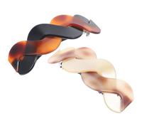 SHOWERORO 2Pcs Large Acrylic Hair Barrettes for Women Ponytail Cuff Clips in Red Coffee Light Tortoiseshell Decorative Hair Styling Accessories for Thick and Thin