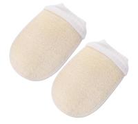 SHOWERORO 2Pcs Loofah Exfoliating Gloves Bath Body Scrubber with Strong Cleaning and Massage Function, Natural Fiber Bathing Gloves for Deep Skin Exfoliation and Shower Use
