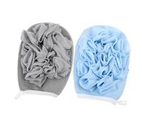 SHOWERORO 2Pcs Massage Shower Ball Body Cleaning Tool Deep Exfoliating Bathing Glove for Soft Skin Removal Gray Blue