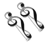 SHOWERORO 2Pcs Music Note Lapel Pins Alloy Enamel Brooch Set for Shirt Suit Sweater, Silver Tone Musical Instrument Badge Pins for Music Lovers and Party Accessories