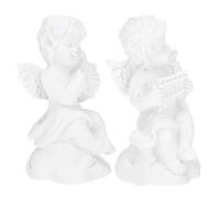 SHOWERORO 2pcs Musical Cherub Figurines Angel Statue for Tabletop Decoration Home Decor and Aesthetic Photo Props Harp Flute Angels