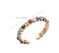 SHOWERORO 2pcs Open Evil Eye Rings for Women, Adjustable Copper Rings with 14k Gold and White Gold Plating, Fashion Finger Jewelry for Teen and Everyday Wear