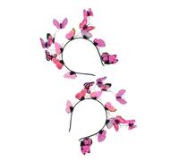 SHOWERORO 2pcs Pink Butterfly Bridal Headband Lightweight Comfortable Wedding Hair Accessories for Women Tea Party Halloween Costume Elegant Bride Headpiece