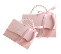 SHOWERORO 2pcs Pink Festival Box Set with Embossed Flower Design, Lightweight Paper Material, Ribbon and Pearl Chain Decoration, Space-saving Wrapping Boxes for Office and Schools