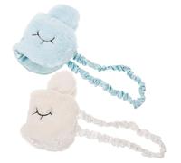 SHOWERORO 2pcs Plush Rabbit Sleeping Eye Mask for Comfortable Rest at Home Travel