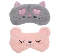 SHOWERORO 2Pcs Plush Sleeping Eye Masks Soft Blindfolds with Cute Animal Embroidery, Comfortable Sleep Covers for Travel and Relaxation