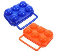SHOWERORO 2Pcs Portable Chicken Egg Holder 6-Compartment Plastic Egg Storage Container with Handle for Camping Refrigerator and Outdoor Use - Blue and for Travel and Bbq
