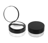 SHOWERORO 2pcs Portable Powder Case with Mirror and Elastic Mesh Puff, Black Travel Loose Powder Container Compact for DIY Makeup Storage