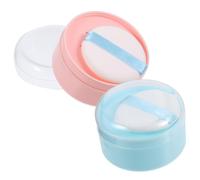 SHOWERORO 2Pcs Powder Puff Box Set for Body Powder Empty Refillable Portable Pink and Blue for Travel and Daily Use