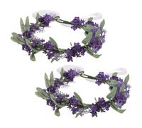 SHOWERORO 2pcs Purple Lavender Floral Headband with Elegant Design, Comfortable Wear, Versatile Styling for Beach Vacation and Parties, Stylish Sophisticated Flower Crown Hair Accessories