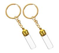 SHOWERORO 2Pcs Refillable Perfume Bottles Set with Keychain, Large Glass Travel Containers with Gold Acrylic Caps, Small Portable Scent Vials for Personal Care