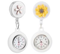 SHOWERORO 2pcs Retractable Nursing Watches for Nurses Clip-on Fob Pocket Watches with Quartz Movement Metal and Glass Sturdy Design for Professional Use
